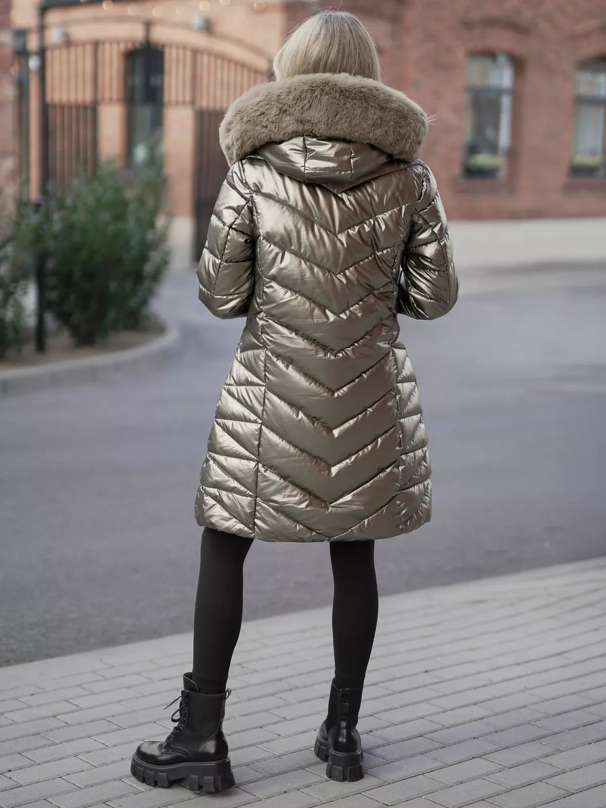 Gold-colored women's winter jacket Marisa