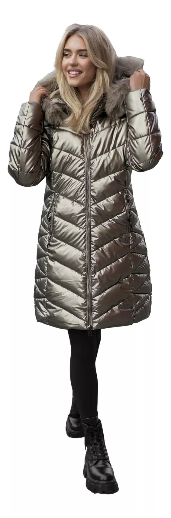 Gold-colored women's winter jacket Marisa