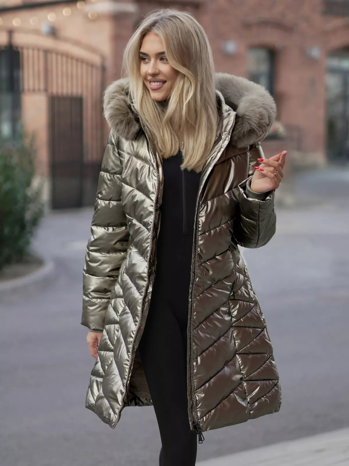 Gold-colored women's winter jacket Marisa