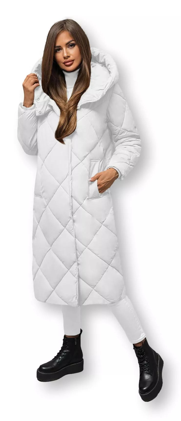 White women's quilted winter jacket Coco