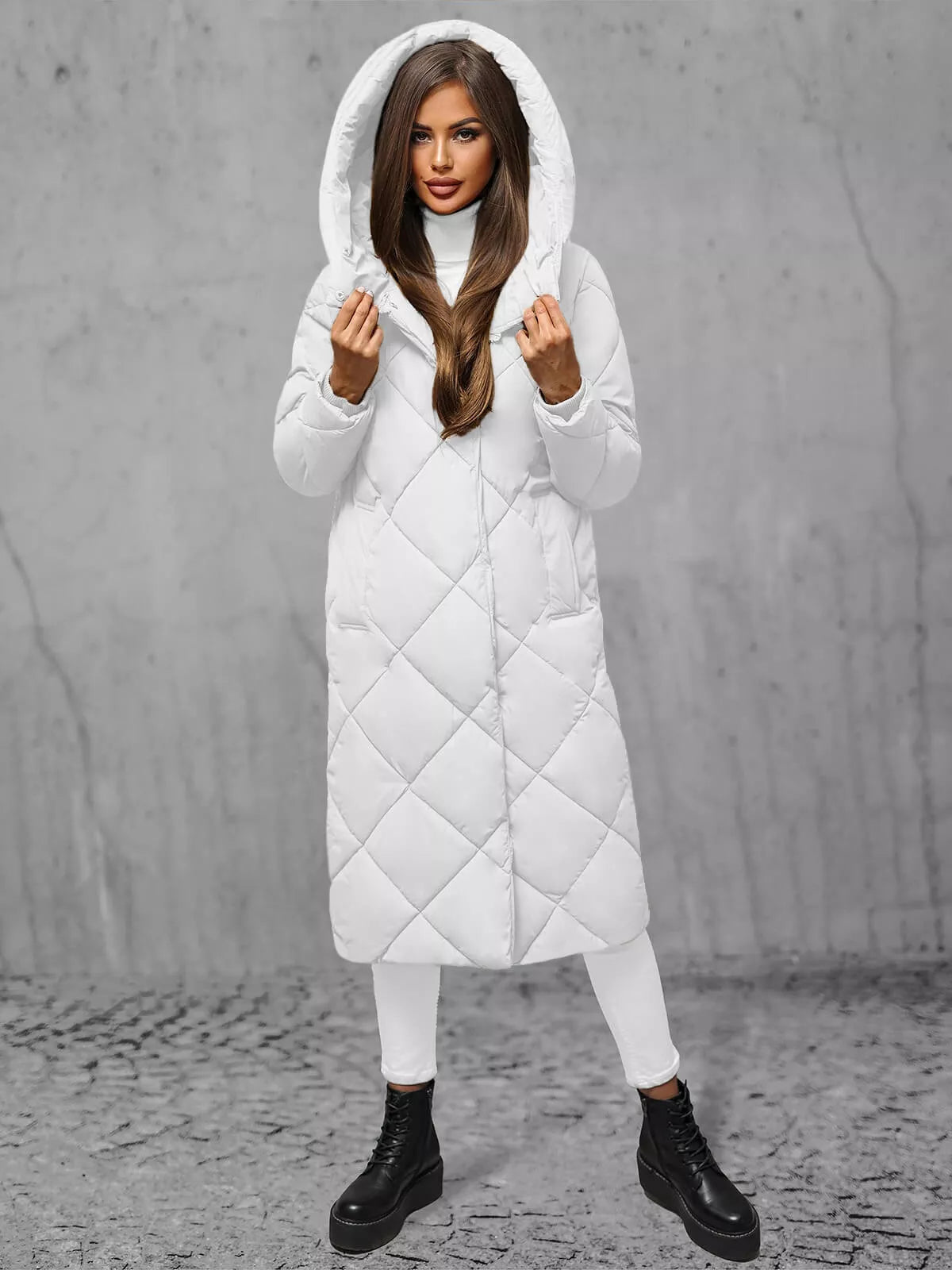 White women's quilted winter jacket Coco