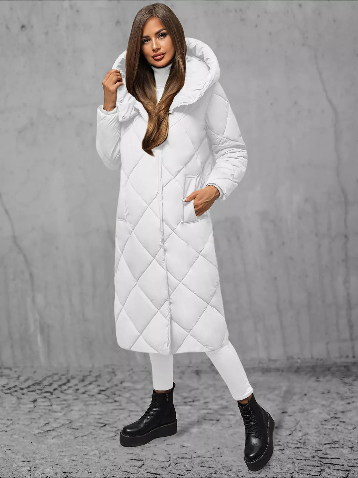 White women's quilted winter jacket Coco
