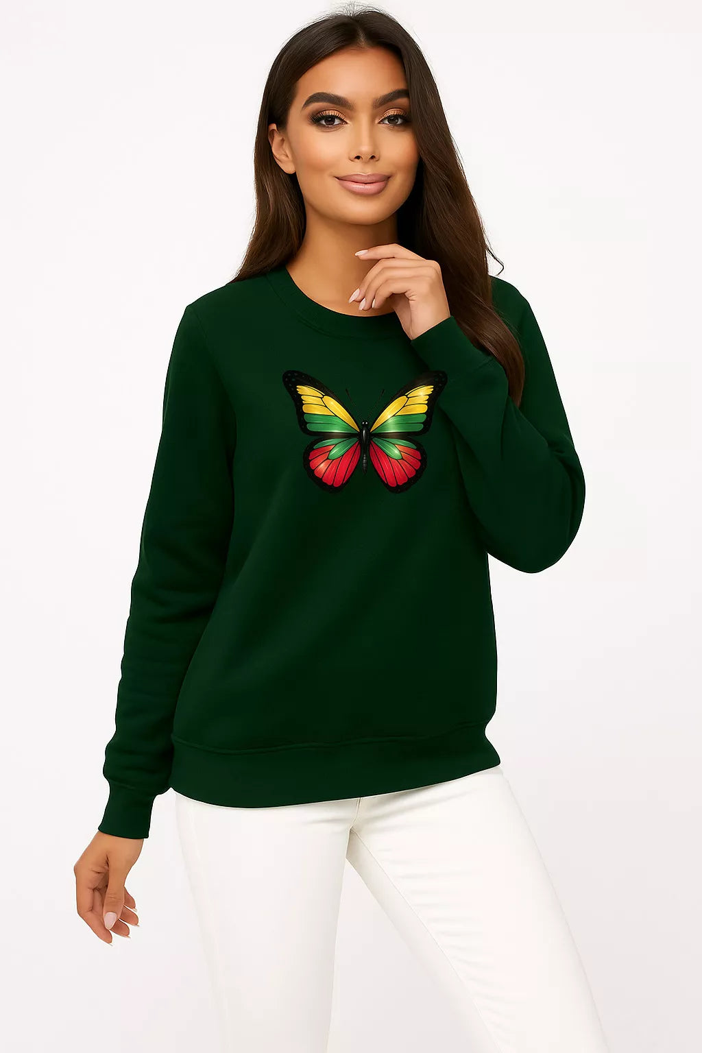Women's dark green hoodie with hood Butterfly LT