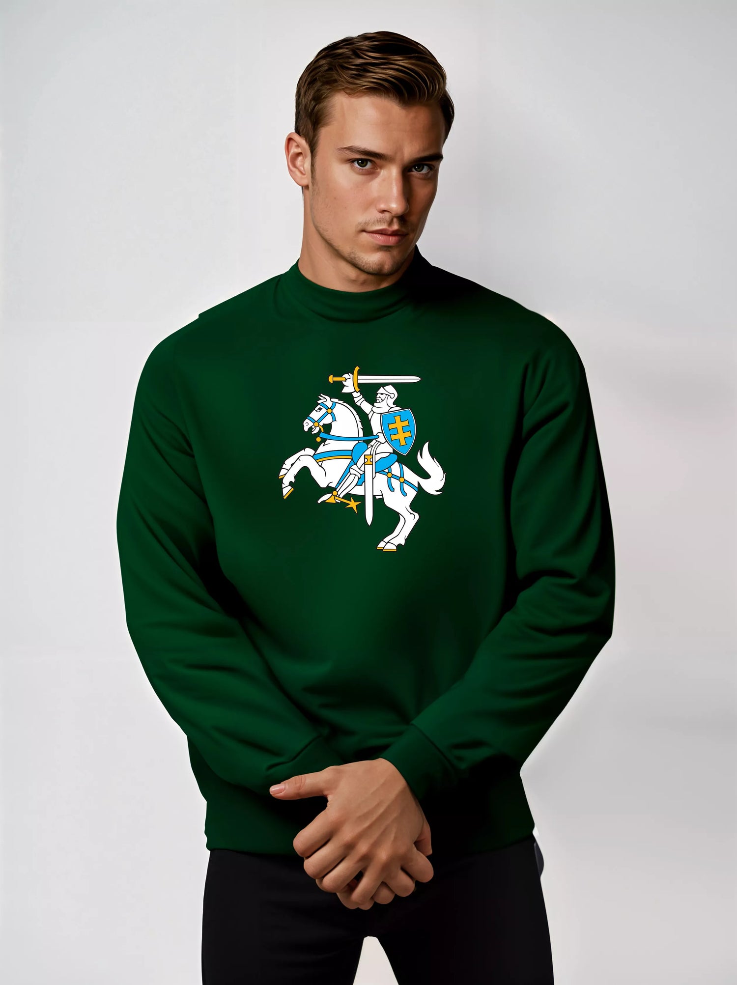 Men's dark green hoodie Vytis