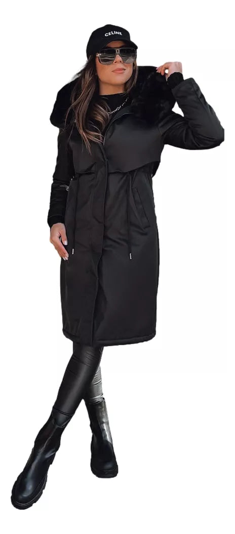 Black long women's jacket Juste