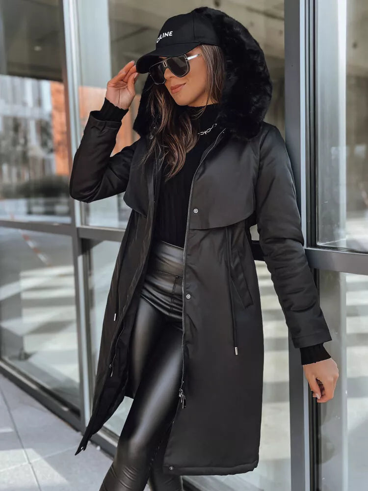 Black long women's jacket Juste