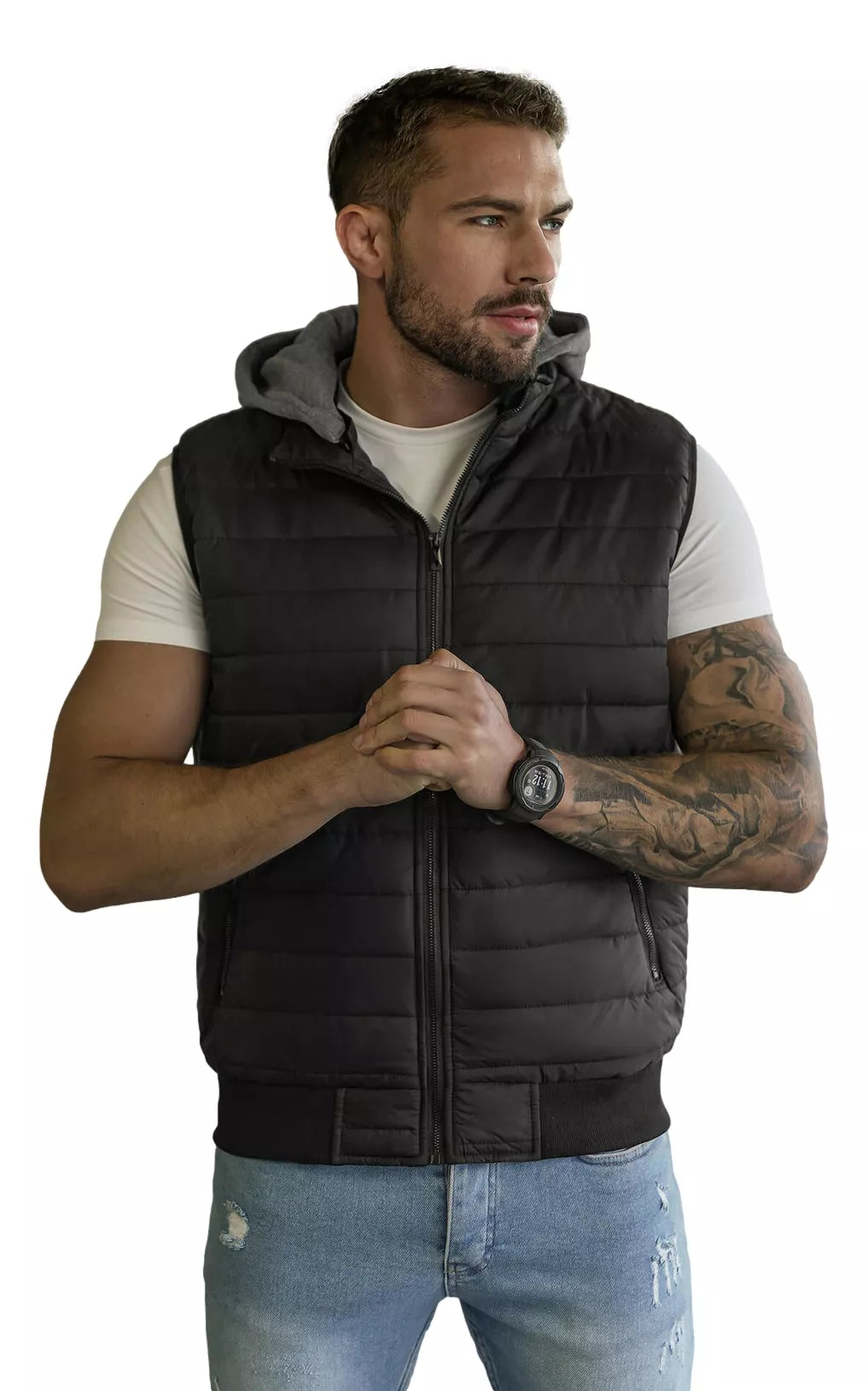Black vest with hood Naron