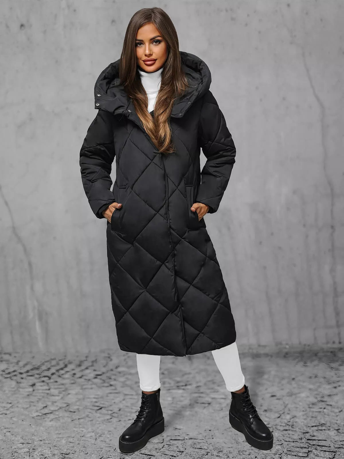 Women's black quilted winter jacket Coco