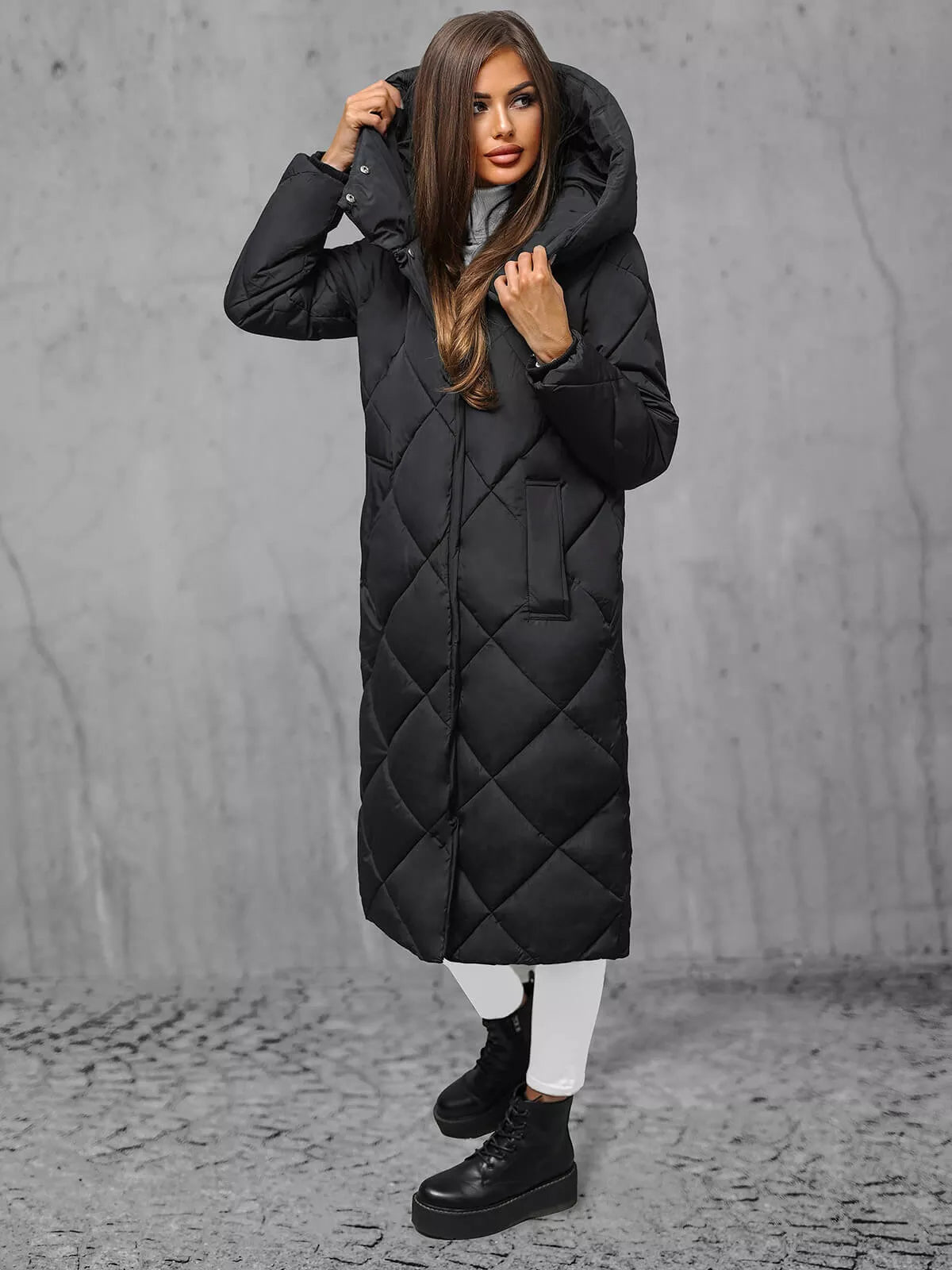 Women's black quilted winter jacket Coco