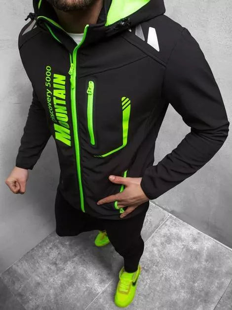 Black men's jacket with green details Ero