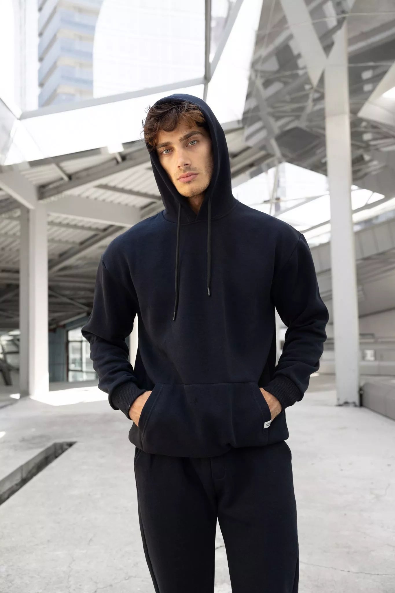 Black men's hooded tracksuit Agero
