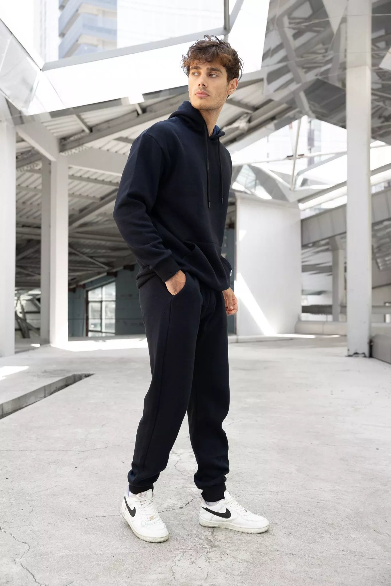 Black men's hooded tracksuit Agero