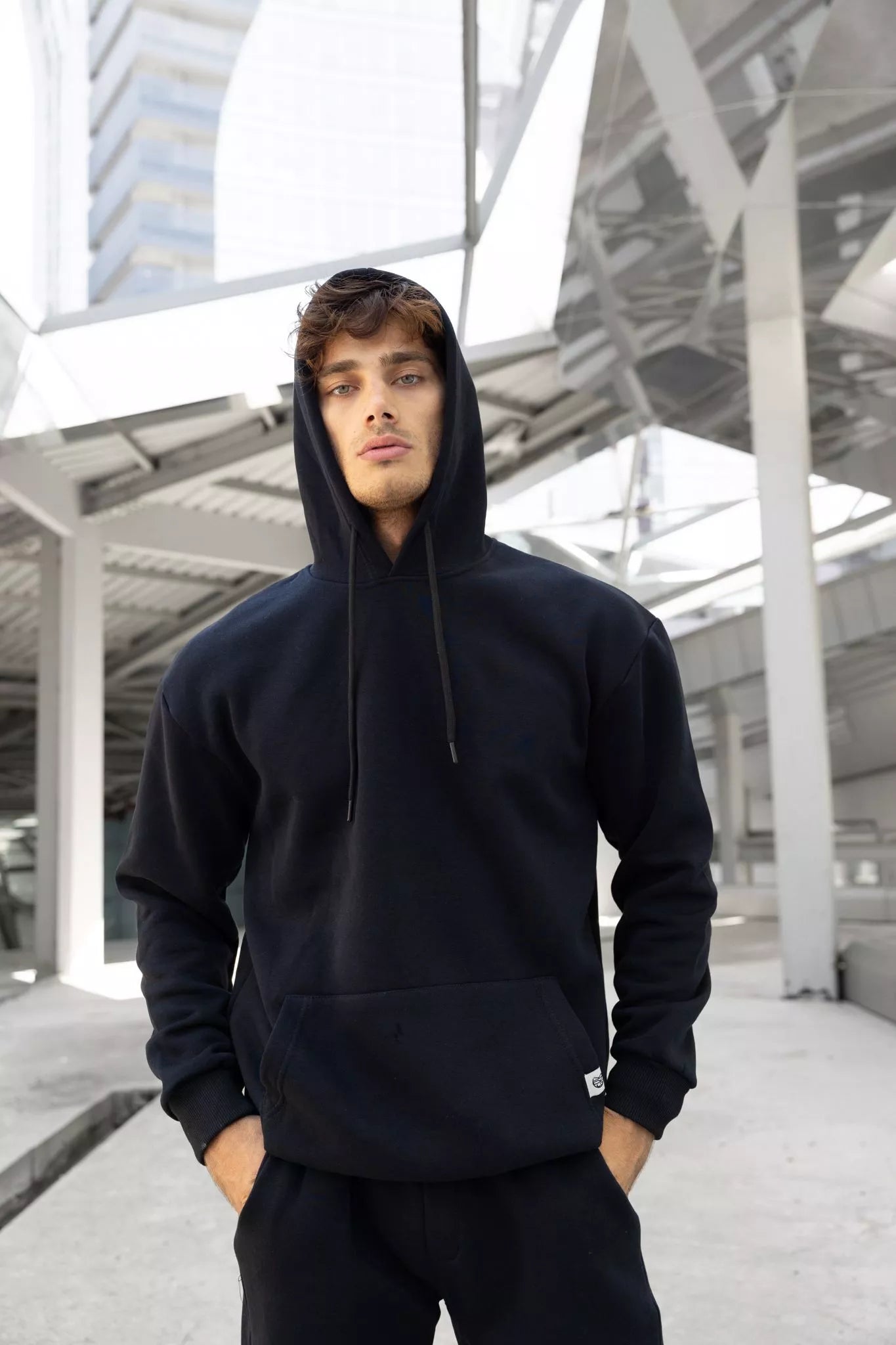 Black men's hooded tracksuit Agero