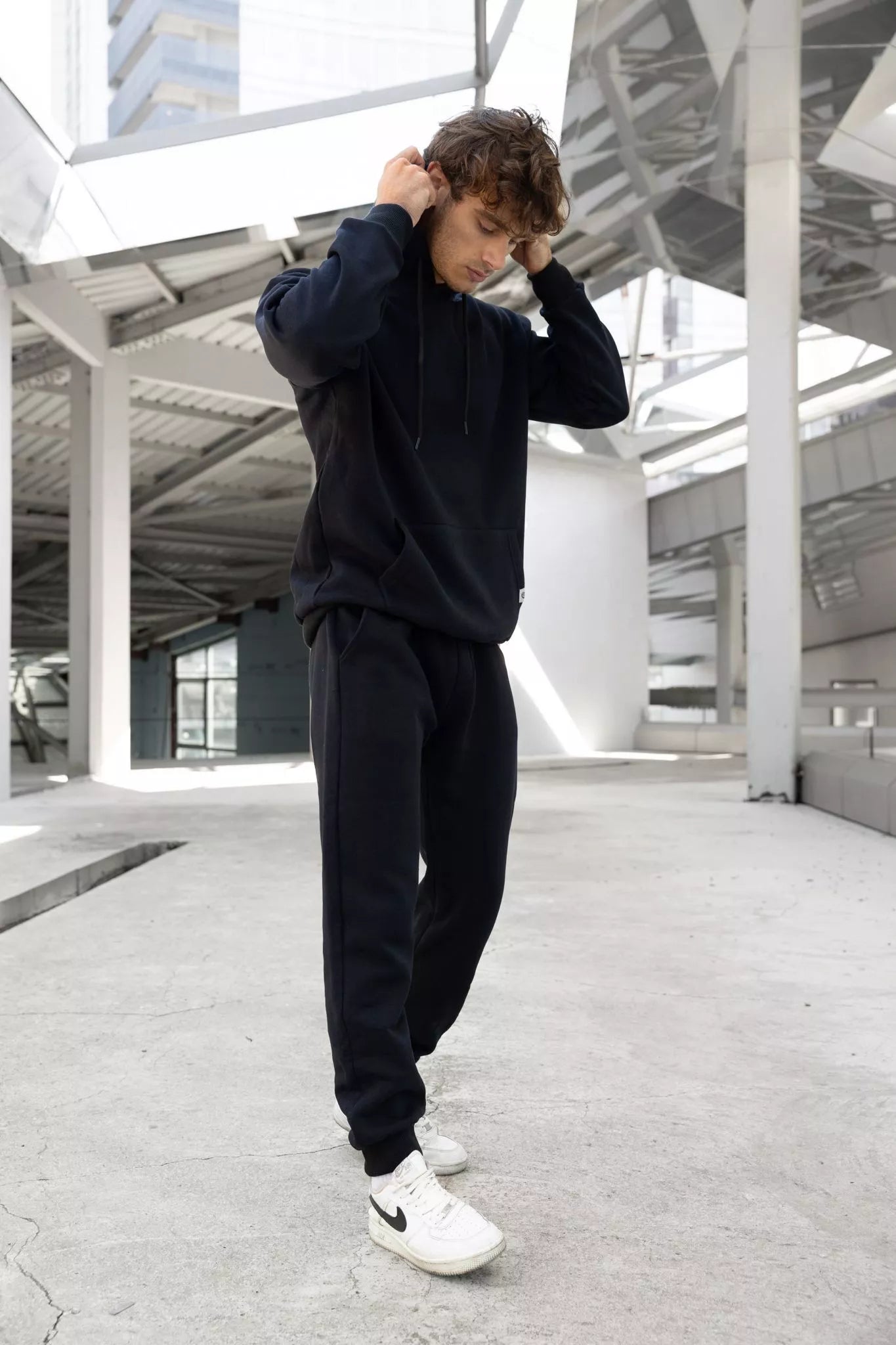 Black men's hooded tracksuit Agero