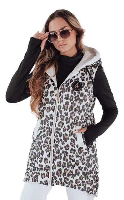 Women's white leopard print vest Elmera