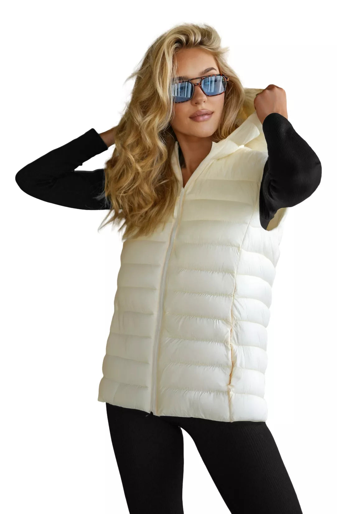 Women's white vest with hood Senti