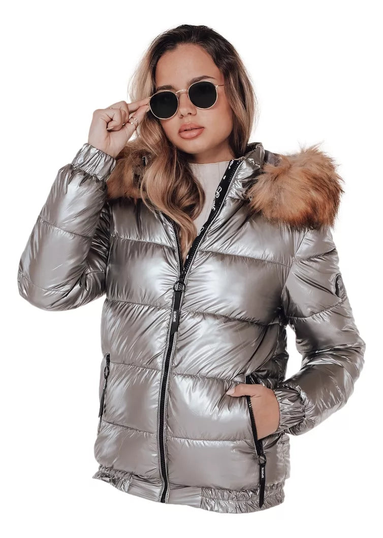 Women's shiny gray jacket Melani