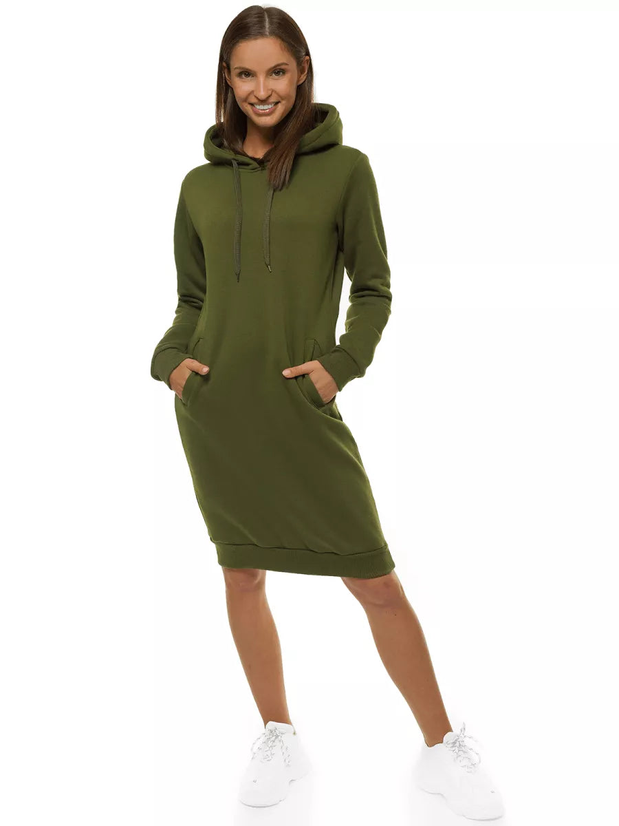 Women's khaki dress with hood Margaret