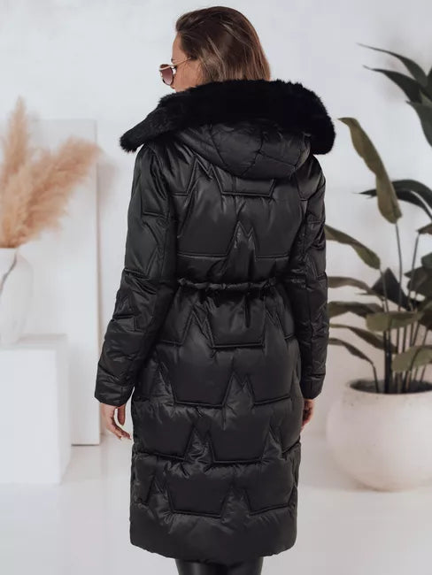 Women's long winter jacket with fur in black Velis