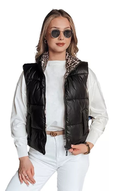 Women's black reversible vest Puff
