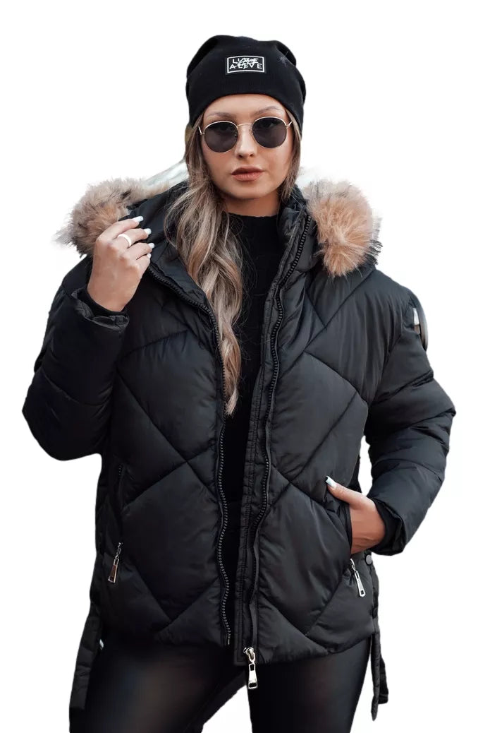 Women's black quilted winter jacket Sisi