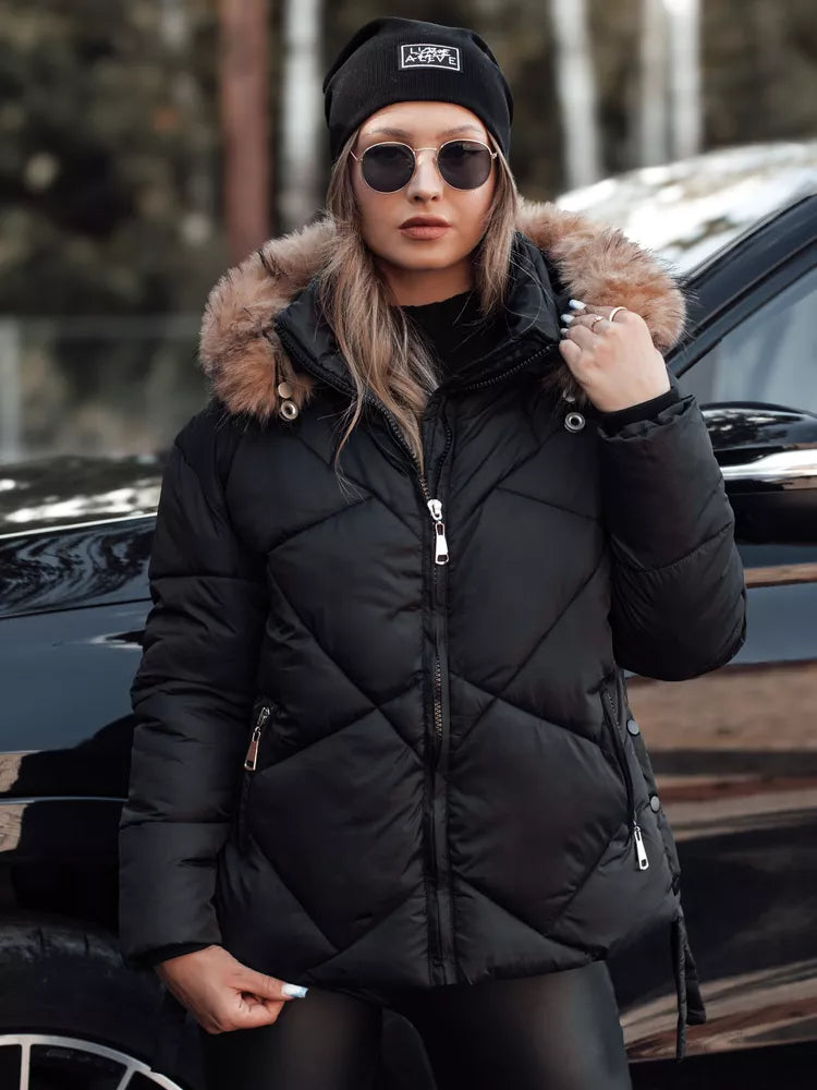 Women's black quilted winter jacket Sisi