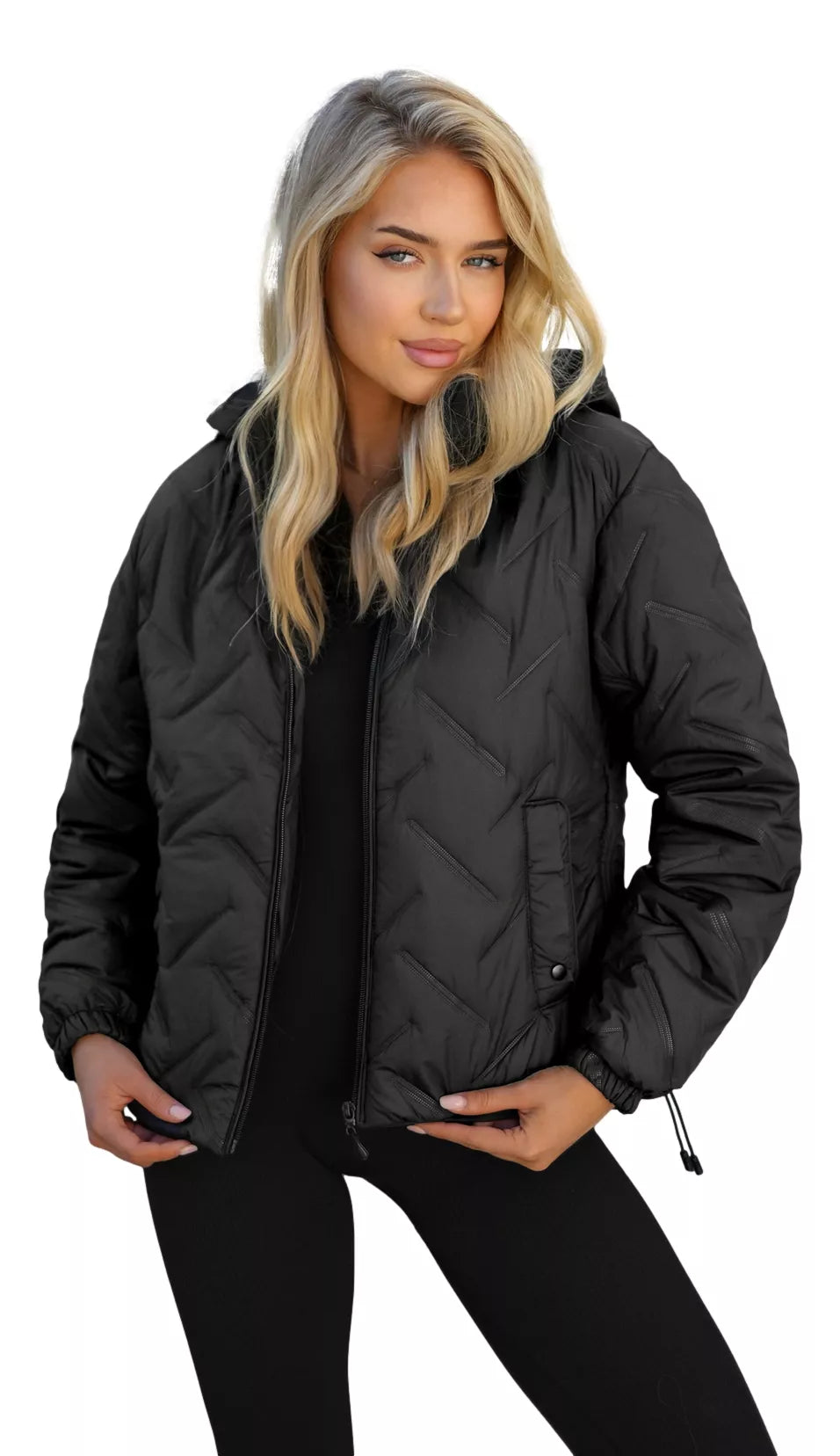 Women's black hooded jacket Lamir