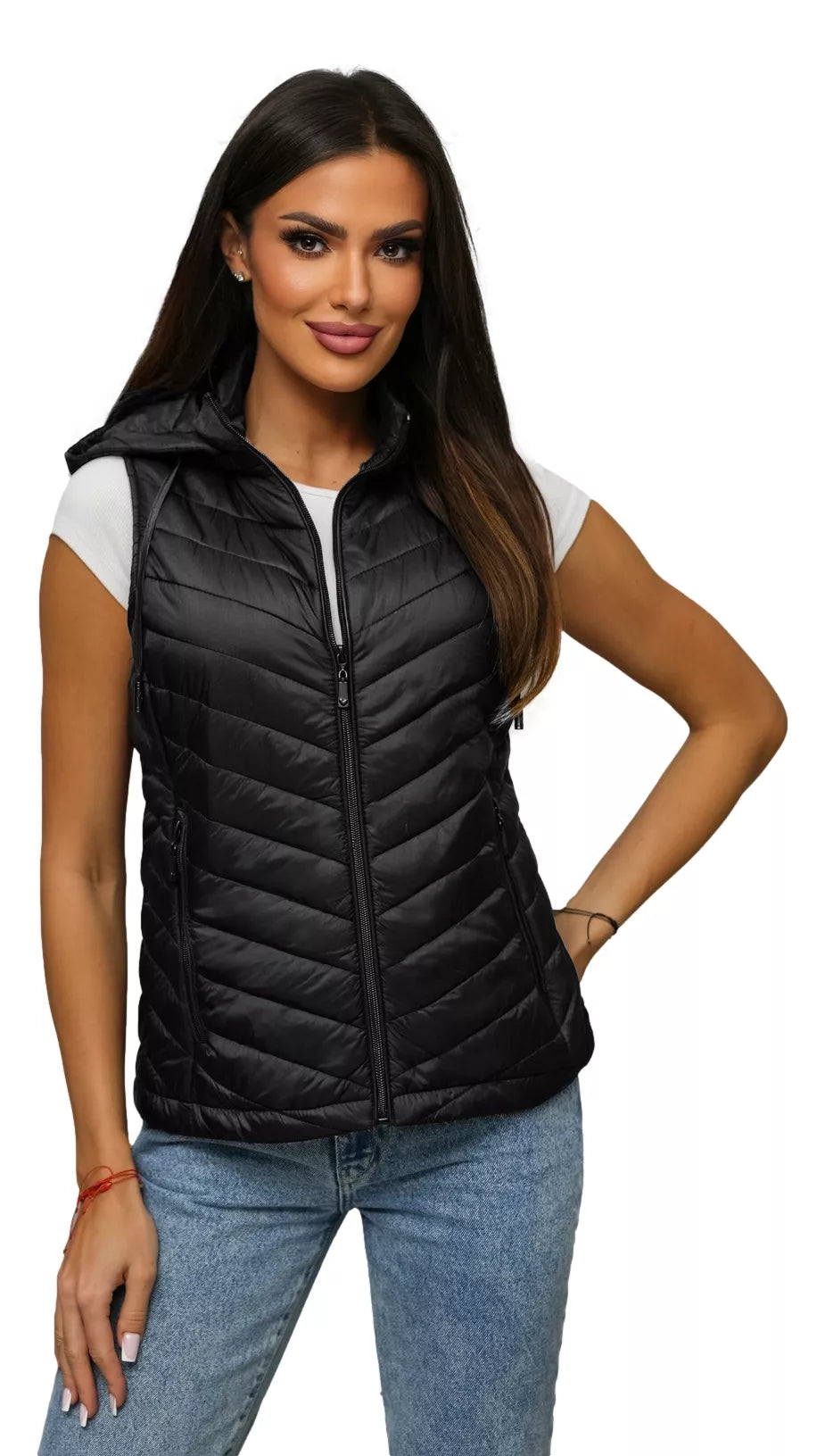 Women's black hooded vest Percy
