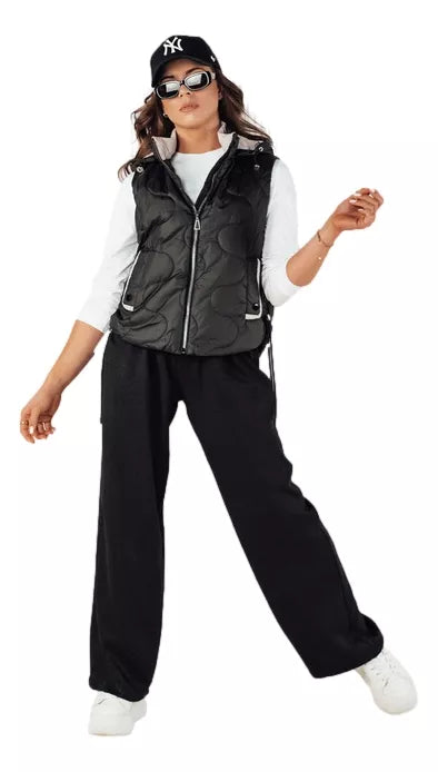 Women's black hooded vest Teros 