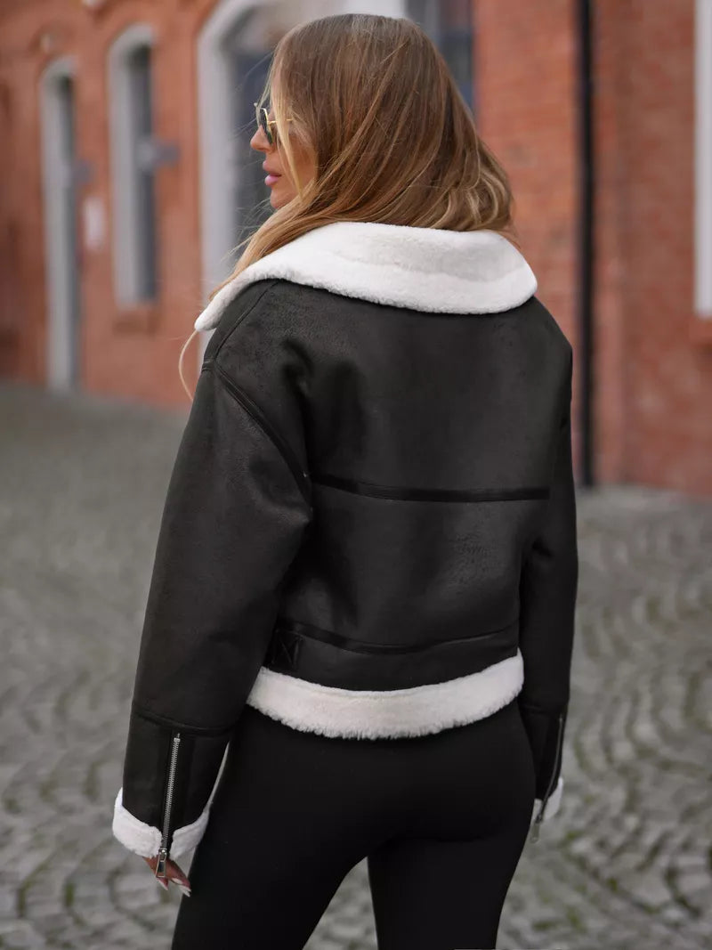 Women's black leather jacket Alani