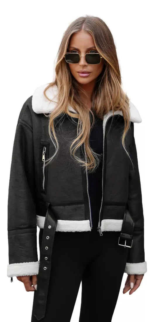 Women's black leather jacket Alani