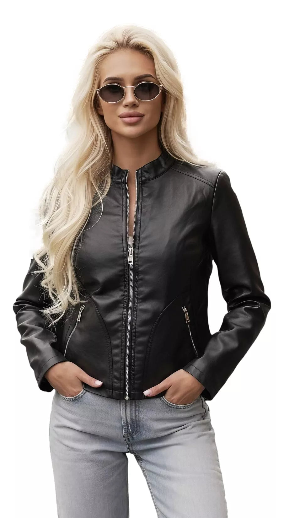Women's black leather jacket Emeli