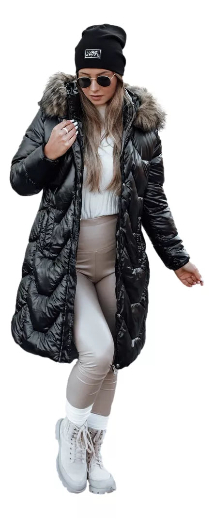 Women's black jacket with brown fur Elec