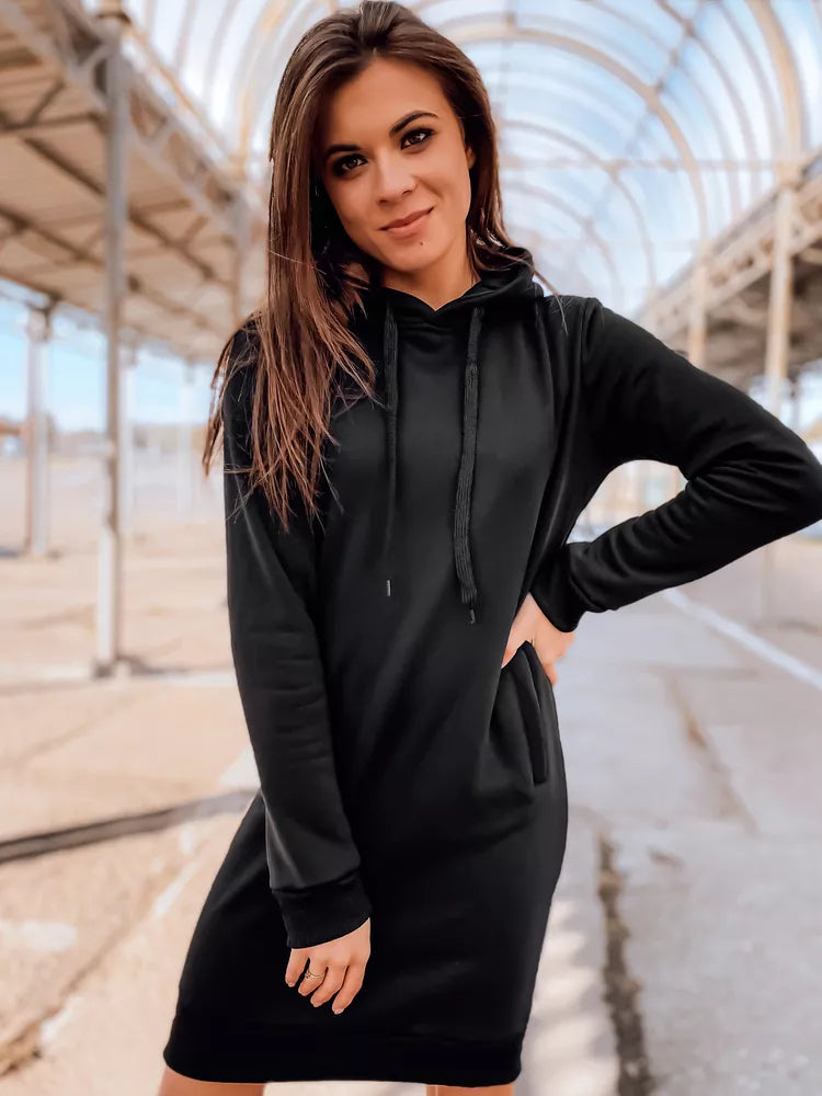 Women's black dress with a hood Margaret