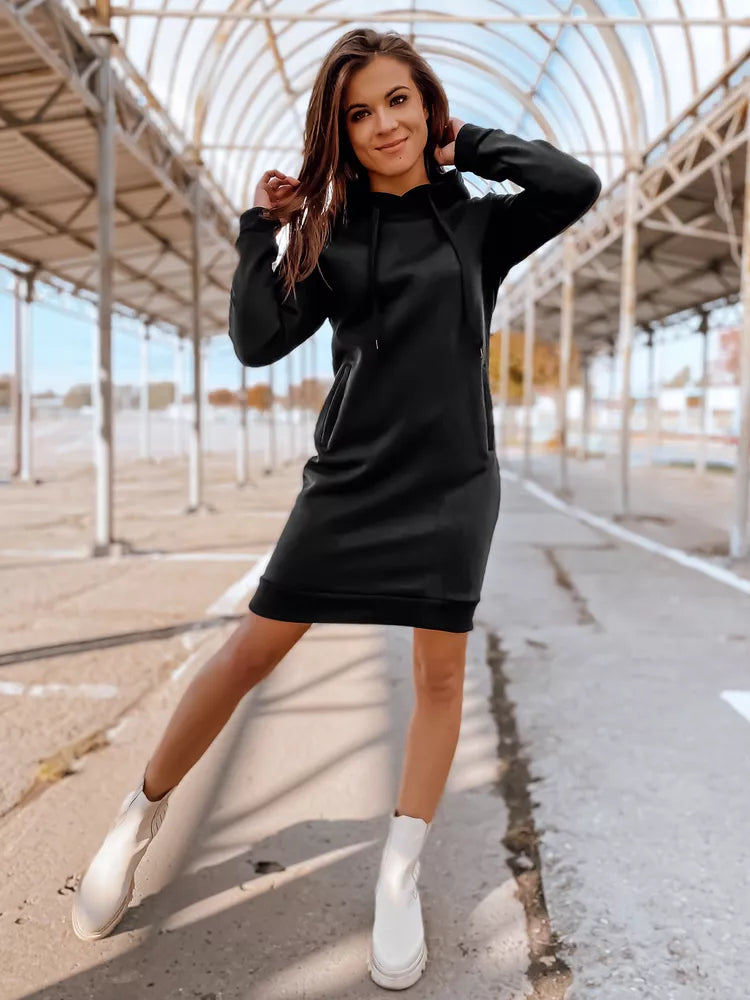 Women's black dress with a hood Margaret