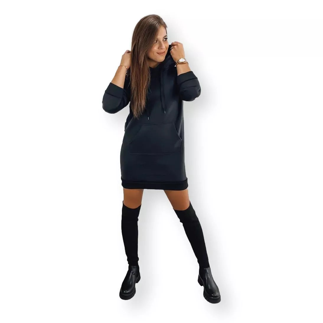 Women's black dress with hood Megan