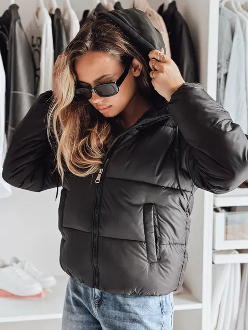 Women's black winter jacket Glam
