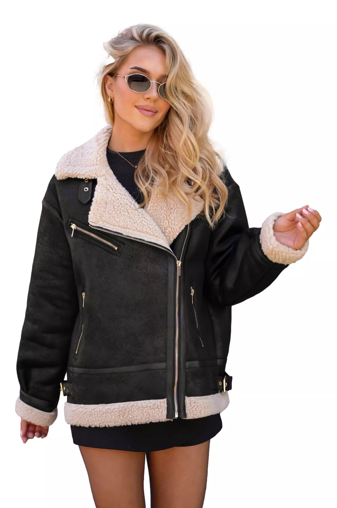 Women's black winter jacket Rose