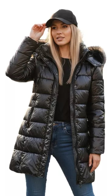 Women's black winter jacket Shine