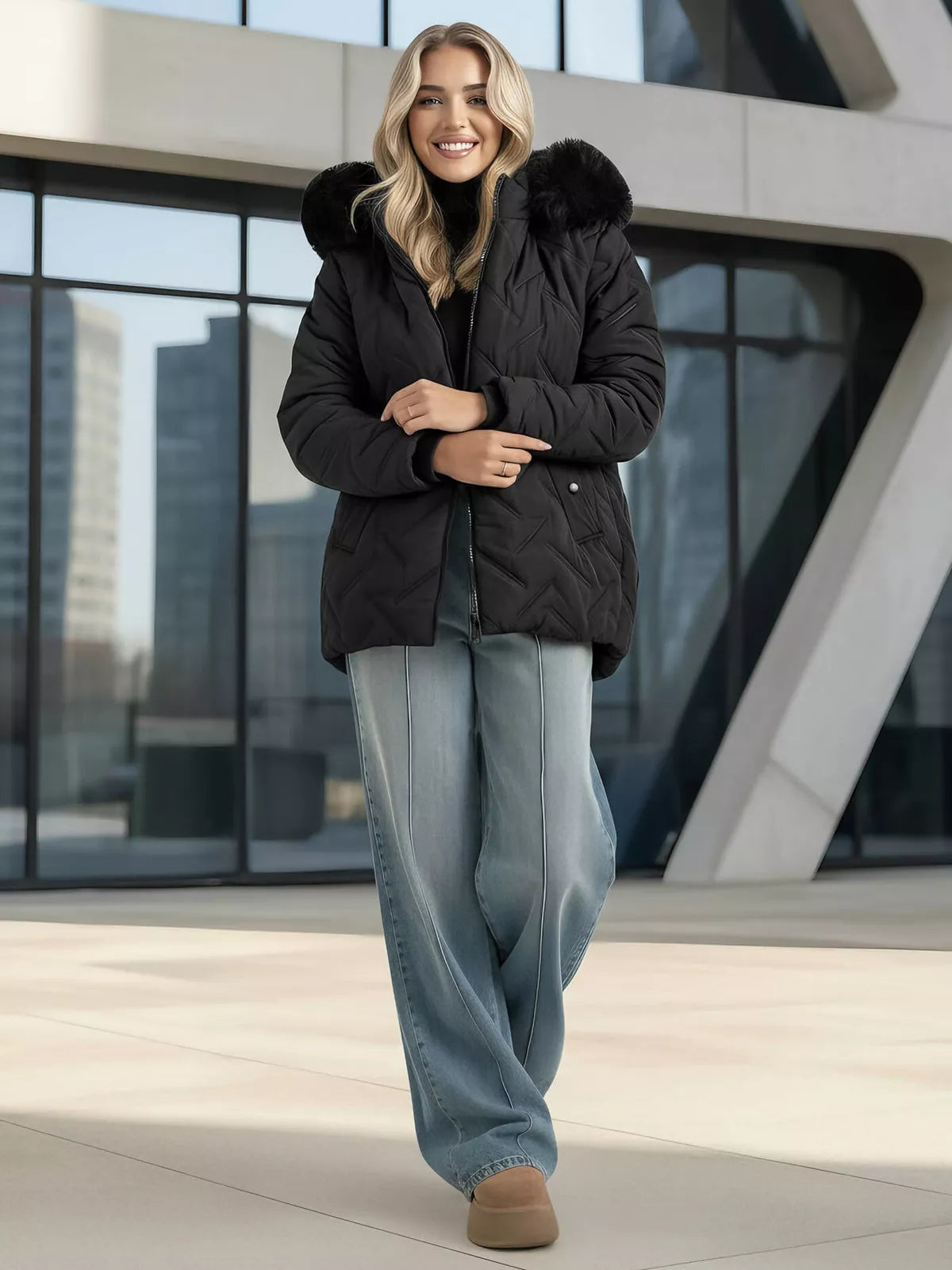 Women's black winter jacket with hood Levi