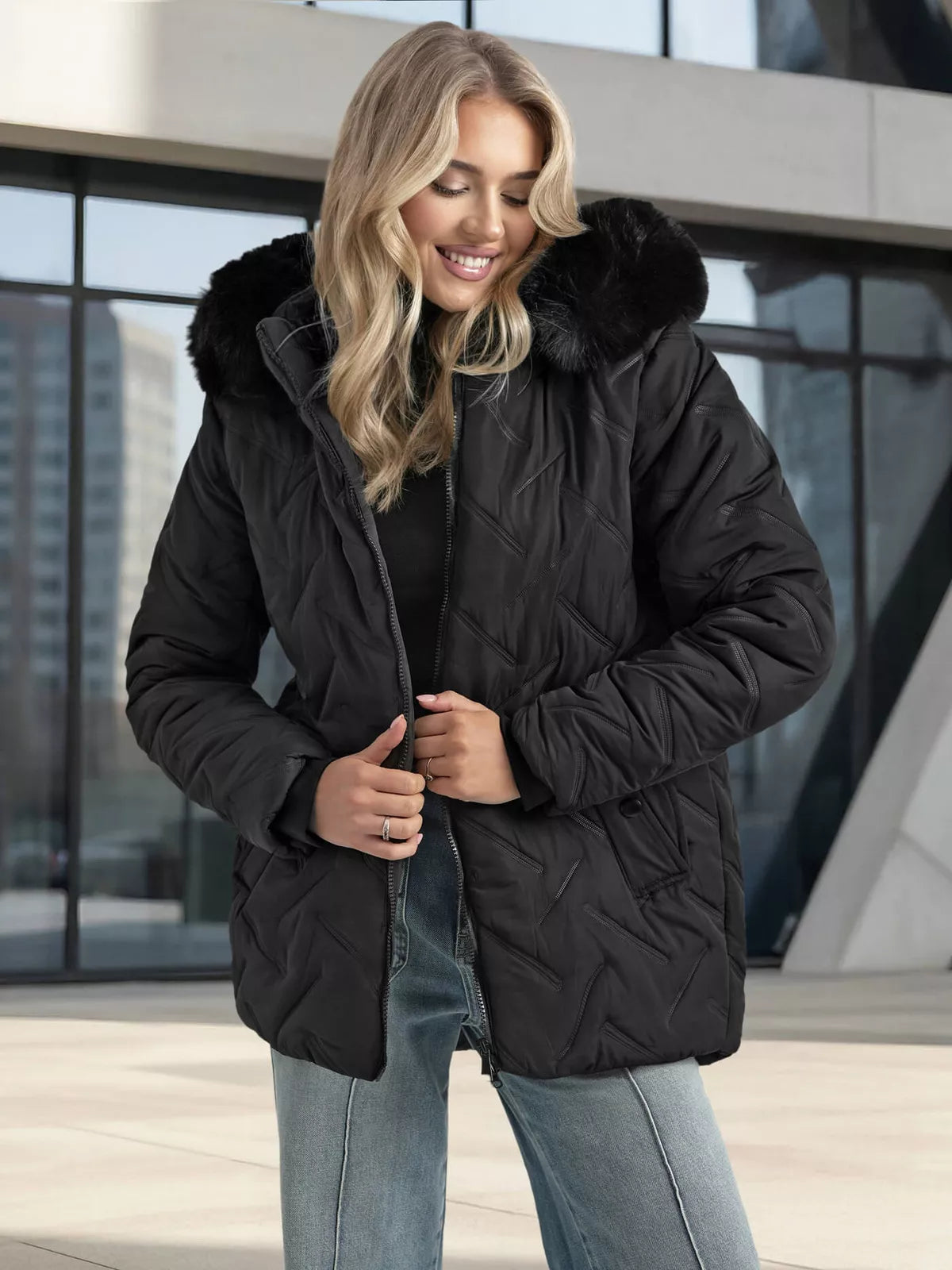 Women's black winter jacket with hood Levi