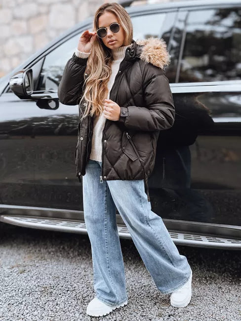 Women's black winter jacket with hood Mari