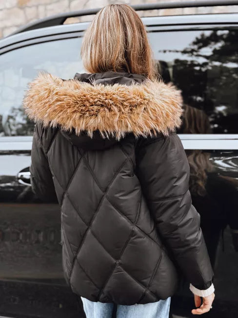 Women's black winter jacket with hood Mari