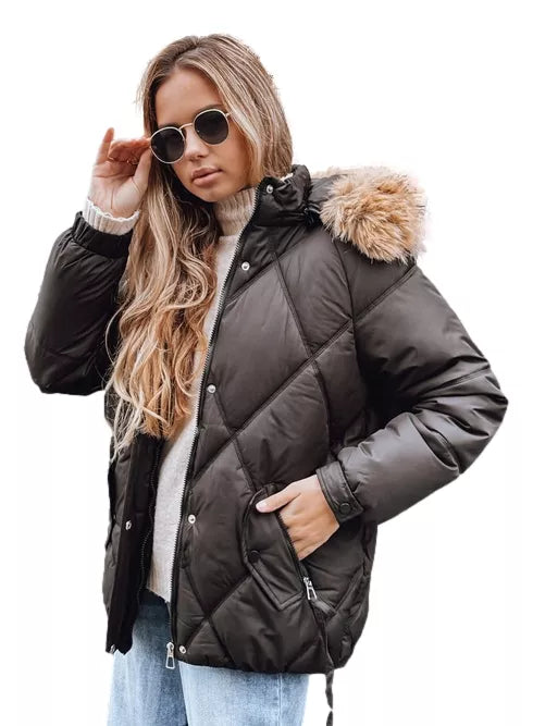 Women's black winter jacket with hood Mari