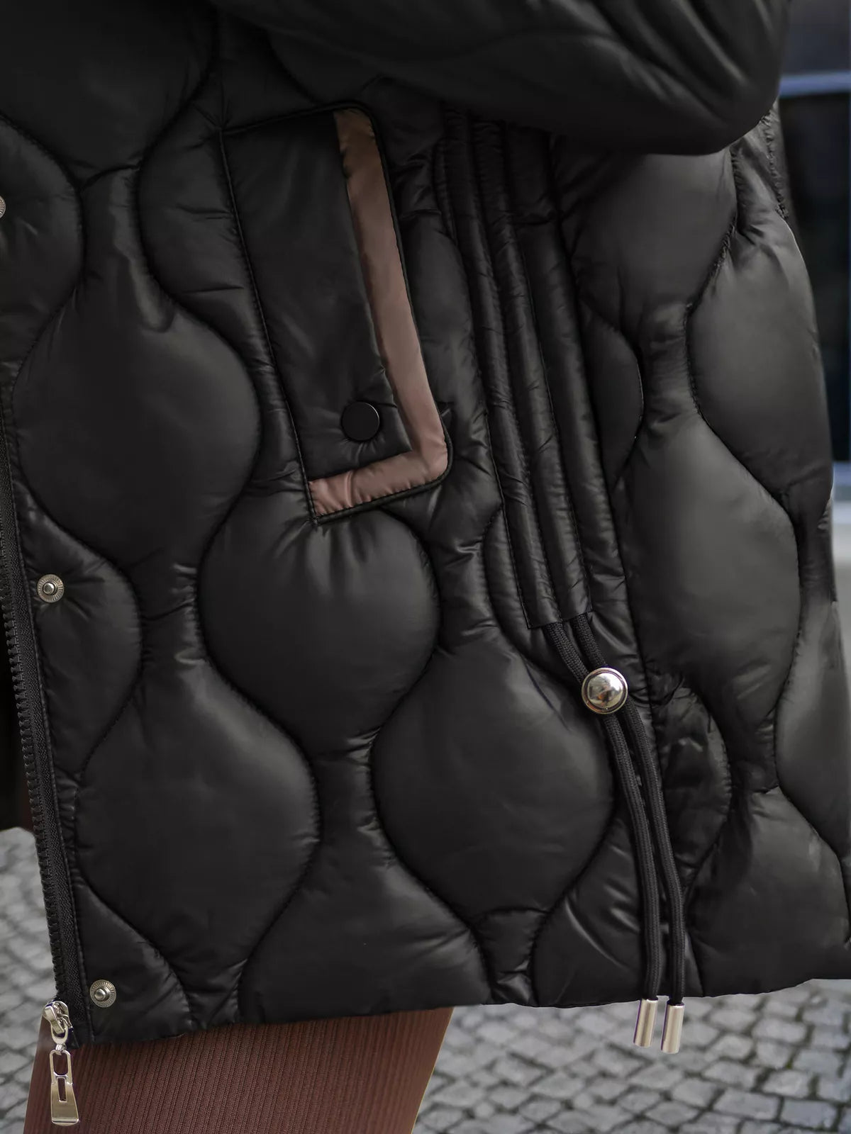 Women's black jacket with black fur Mona