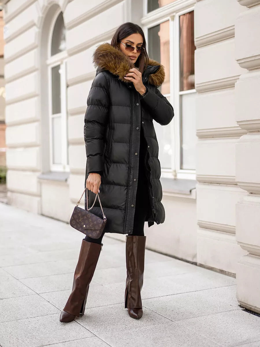 Women's black winter jacket with hood Merin