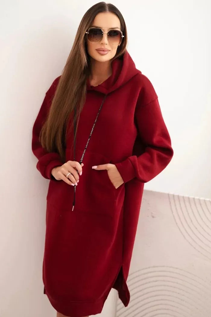 Women's burgundy insulated dress with hood Leagve