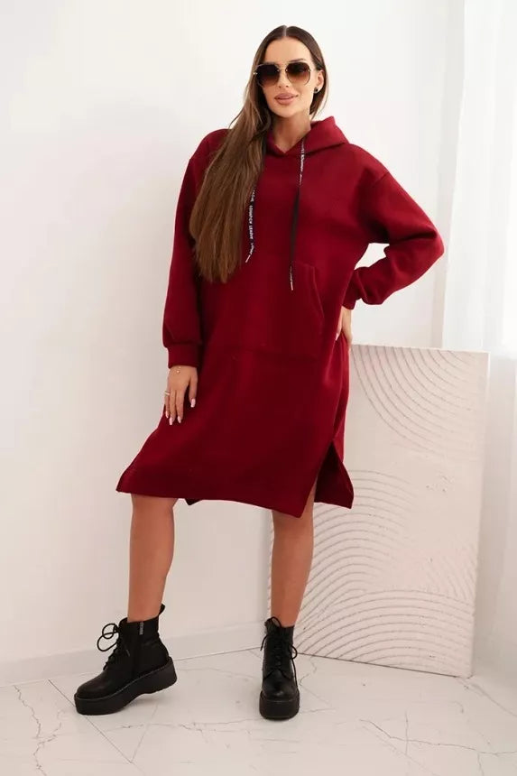 Women's burgundy insulated dress with hood Leagve