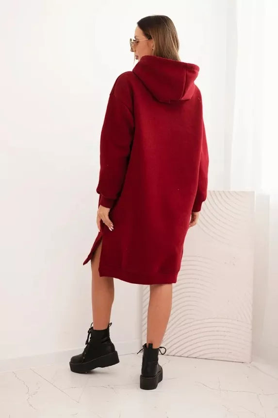 Women's burgundy insulated dress with hood Leagve