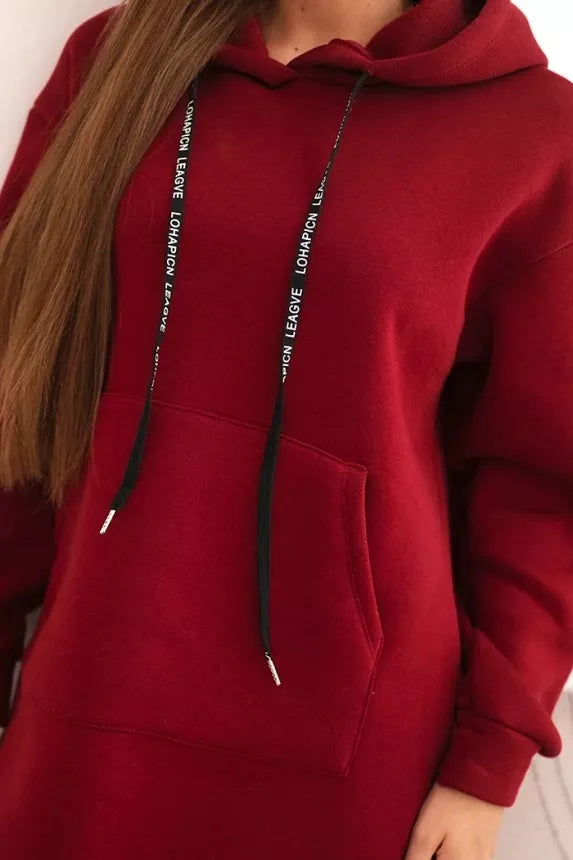 Women's burgundy insulated dress with hood Leagve